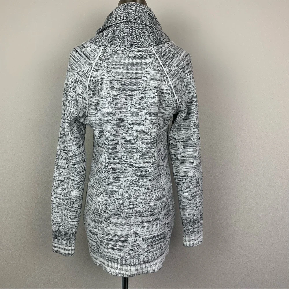 Eddie Bauer Womens Marled Gray Black Shawl Collar Zip Cardigan Sweater‎ M 9646